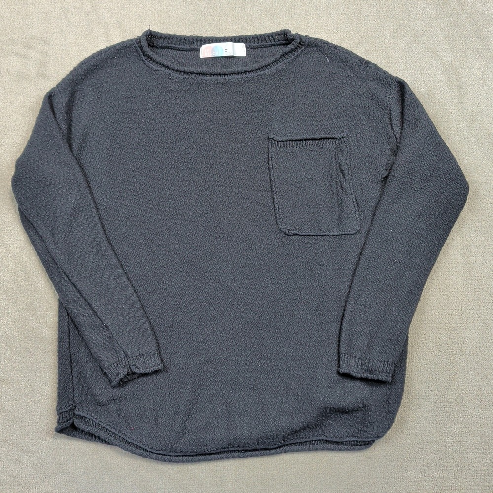 FP Beach Free People Sweater Womens XS Black Textured Knit Long Sleeve Pullover